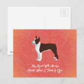 Brown Boston Terrier mijn hart zal altijd glimlach Briefkaart (Voorkant / Achterkant)