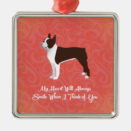 Brown Boston Terrier mijn hart zal altijd glimlach Metalen Ornament (Voorkant)