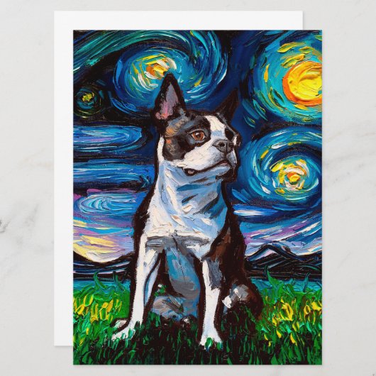 Brown Boston Terrier Night | Gift for Earth Day (Voorkant / Achterkant)