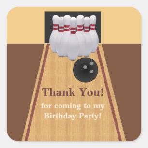 Brown Bowling Birthday Party Sticker