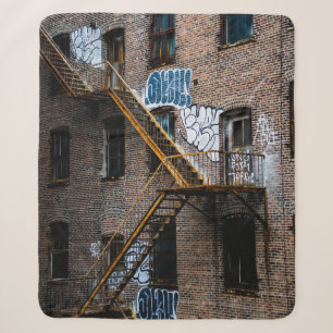 BROWN BRICK GEBOUWD MET GEEL METALE LADDER SHERPA DEKEN