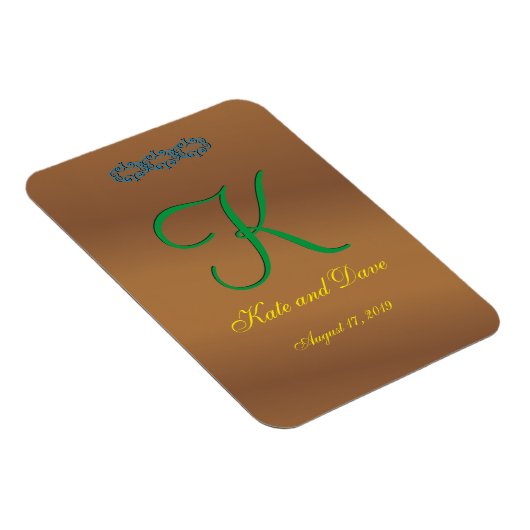 Brown Bronze Pecan 3d Monogram Magneet (Rechterzijde)