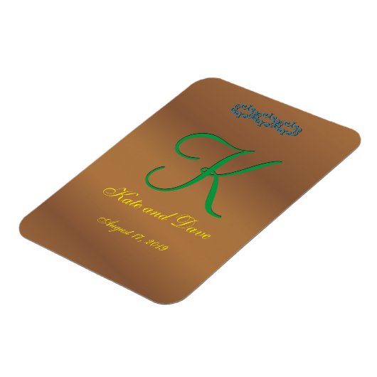 Brown Bronze Pecan 3d Monogram Magneet (Linkerzijde)