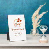 Brown broom Squad Birthday name peach monogram Fotoplaat (Zijkant)