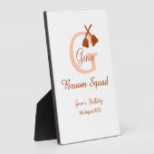 Brown broom Squad Birthday name peach monogram Fotoplaat (Zijkant)