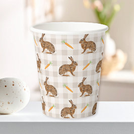 Brown Bunnies And Carrots Rustic Rabbit Pattern Papieren Bekers
