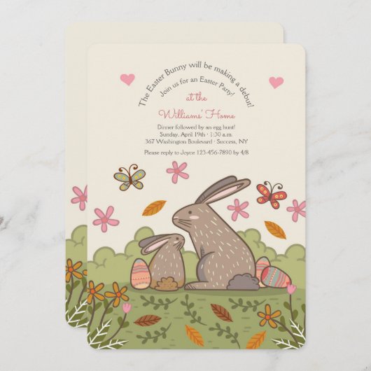 Brown Bunnies Uitnodiging (Voorkant / Achterkant)