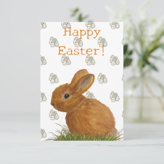 Brown Bunny Easter Flat Kaart (Staand voorkant)