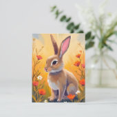 Brown Bunny Floral Field Animal Painting Card (Staand voorkant)