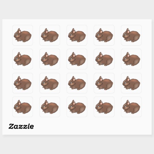 Brown Bunny Rabbit Vierkante Sticker (Vel)
