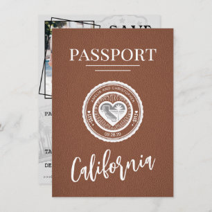 Brown California Passport Bewaar de datum Save The Date