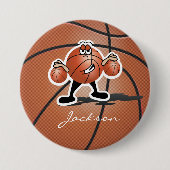 Brown Cartoon Basketball Guy |Gepersonaliseerd Ronde Button 7,6 Cm (Voorkant)