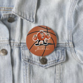 Brown Cartoon Basketball Guy |Gepersonaliseerd Ronde Button 7,6 Cm (In situ)