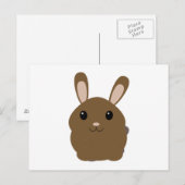 Brown Cartoon Bunny Briefkaart (Voorkant / Achterkant)