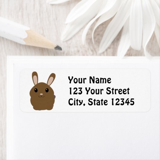 Brown Cartoon Bunny Etiket (Insitu)