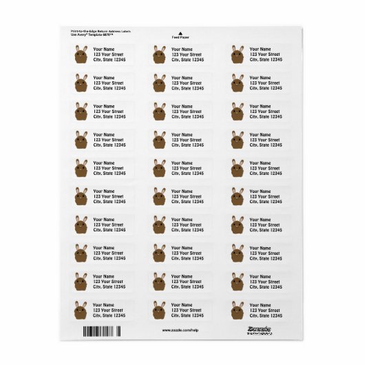 Brown Cartoon Bunny Etiket (Full Sheet)