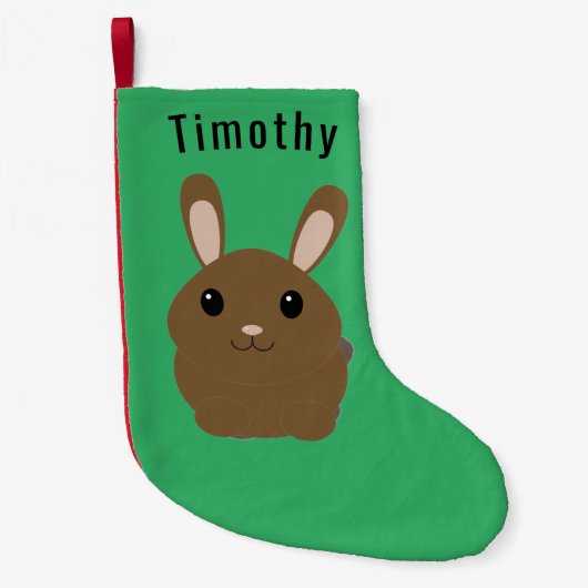 Brown Cartoon Bunny Kleine Kerstsok (Voorkant)