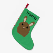 Brown Cartoon Bunny Kleine Kerstsok (Voorkant (Hangend))