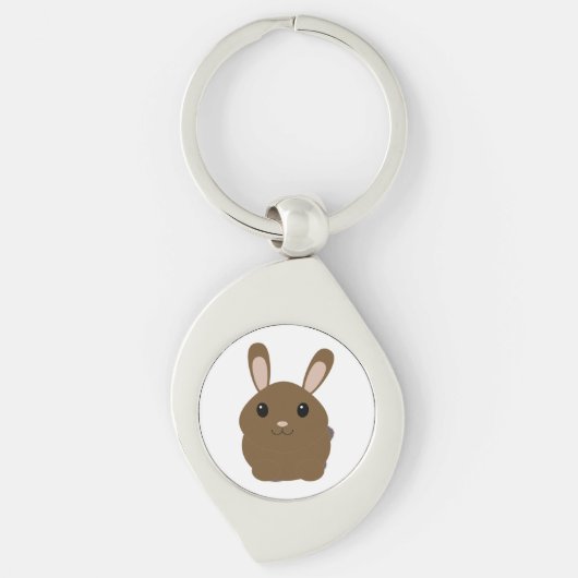 Brown Cartoon Bunny Sleutelhanger (Voorkant)