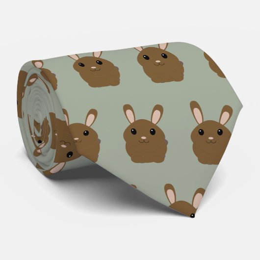 Brown Cartoon Bunny Stropdas (Opgerold)