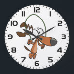 Brown Cartoon Dog Skipping Jump Rope Grote Klok<br><div class="desc">Keep track of time with a dose of energy and humor with this brown cartoon dog jump rope clock. This whimsical wall clock features a playful puppy skipping, making it a perfect addition to a home gym, kids bedroom, or office space. The athletic animal design serves as a fun reminder...</div>