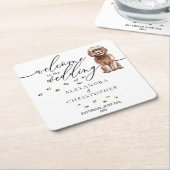 Brown Cavapoo Hondenpuppy Welkom op de bruiloft Kartonnen Onderzetters (Schuin)