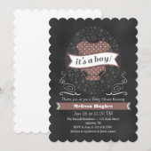 Brown Chalkboard Boy Baby shower nodigt uit Kaart (Voorkant / Achterkant)