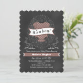 Brown Chalkboard Boy Baby shower nodigt uit Kaart (Staand voorkant)