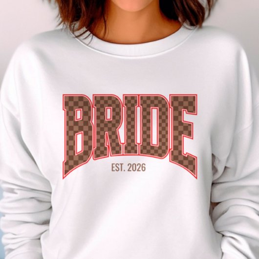 Brown Checkered Luxury Varsity BRIDE Trui