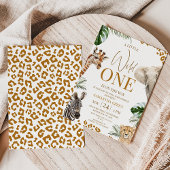 Brown Cheetah Safari Wild One Baby Shower Kaart