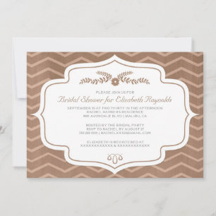 Brown Chevron Bridal Shower-uitnodigingen Kaart