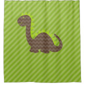 Brown Chevron Dragon over groene streep Douchegordijn (Voorkant)