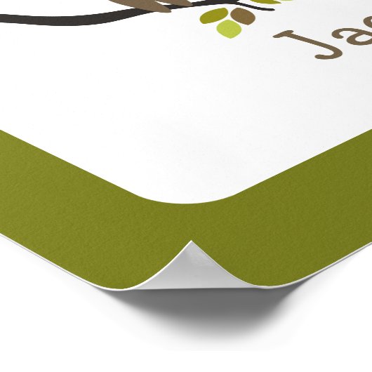 Brown Chevron Owl Personalized Nursery Artwork Poster (Hoek)