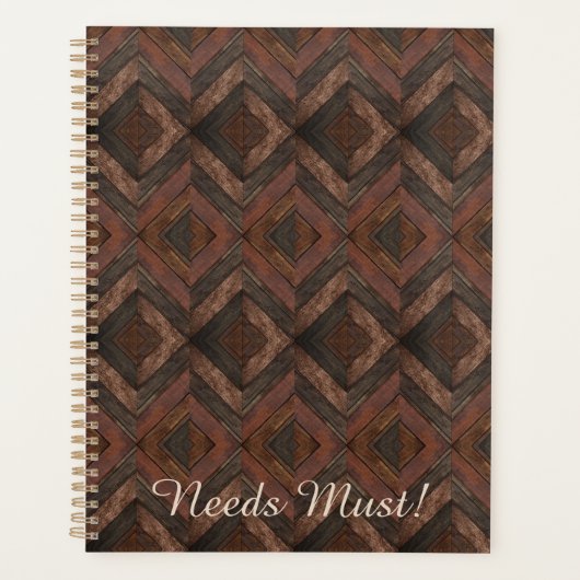 Brown Chevron Wood Pattern | Je past je aan Planner (Voorkant)