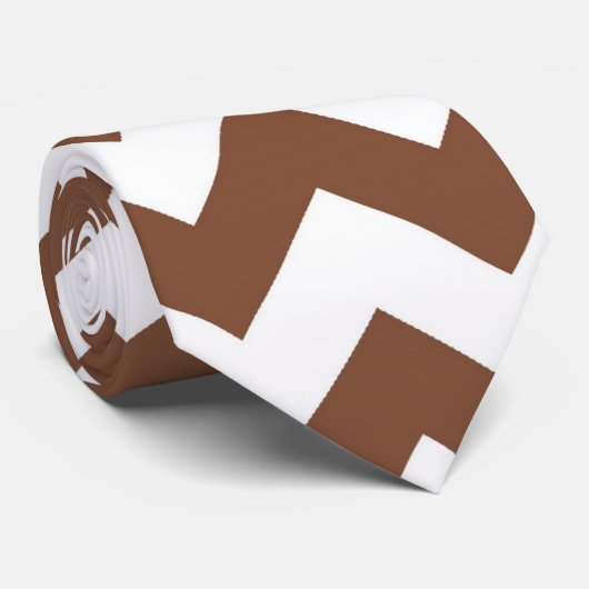 Brown Chevron Zig-Zag Pattern Stropdas (Opgerold)