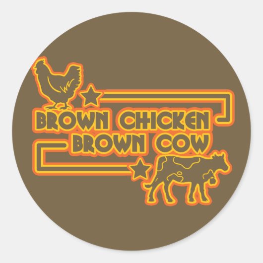 Brown Chicken Brown Cow Ronde Sticker (Voorkant)