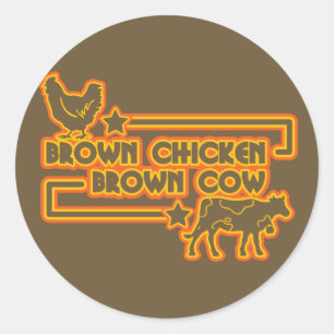 Brown Chicken Brown Cow Ronde Sticker