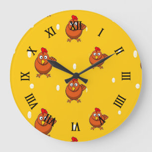 Brown chicken on orange grote klok