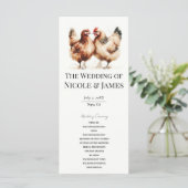 Brown Chickens Watercolor Country Wedding Program Menu (Staand voorkant)