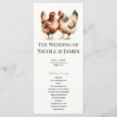 Brown Chickens Watercolor Country Wedding Program Menu (Voorkant)