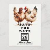 Brown Chickens Waterverf Wedding Save the Date Aankondigingskaart (Voorkant)