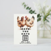 Brown Chickens Waterverf Wedding Save the Date Aankondigingskaart (Staand voorkant)