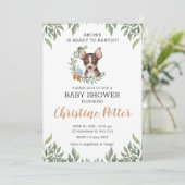 Brown Chihuahua Dog Boy Boho Greenery Baby shower Kaart (Staand voorkant)