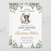 Brown Chihuahua Dog Boy Boho Greenery Baby shower Kaart (Voorkant / Achterkant)