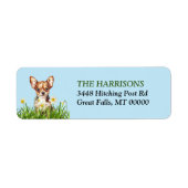 Brown Chihuahua Dog Daffodil Garden Etiket (Voorkant)