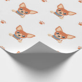Brown Chihuahua Dog Pattern Cadeaupapier (Hoek)