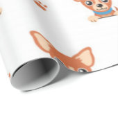 Brown Chihuahua Dog Pattern Cadeaupapier (Rol Hoek)
