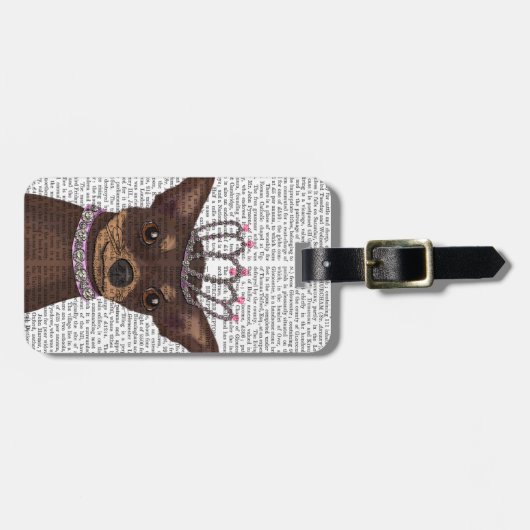 Brown Chihuahua en Tiara Bagagelabel (Voorkant horizontaal)