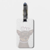 Brown Chihuahua en Tiara Bagagelabel (Achterkant verticaal)