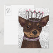 Brown Chihuahua en Tiara Briefkaart (Voorkant / Achterkant)